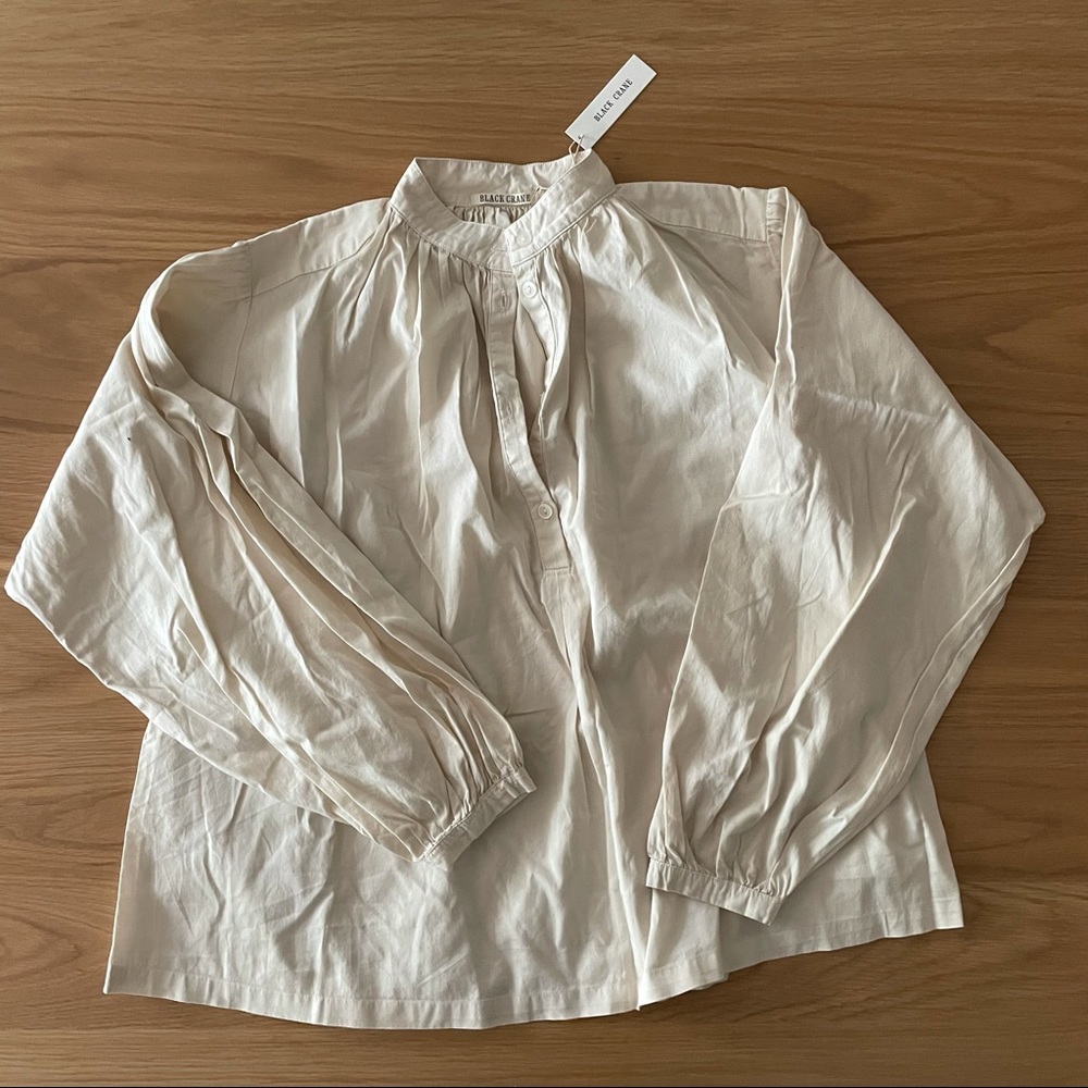 100% Cotton NWT Black Crane Peasant Blouse